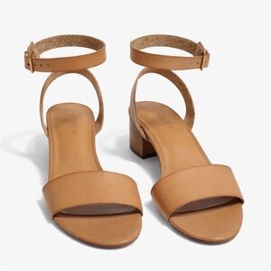 J. Crew tan nude leather ankle strap block heel size sandals 7.5